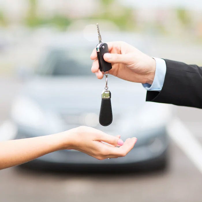 Getting car key from the dealership at Sheboygan Auto Group in Sheboygan WI